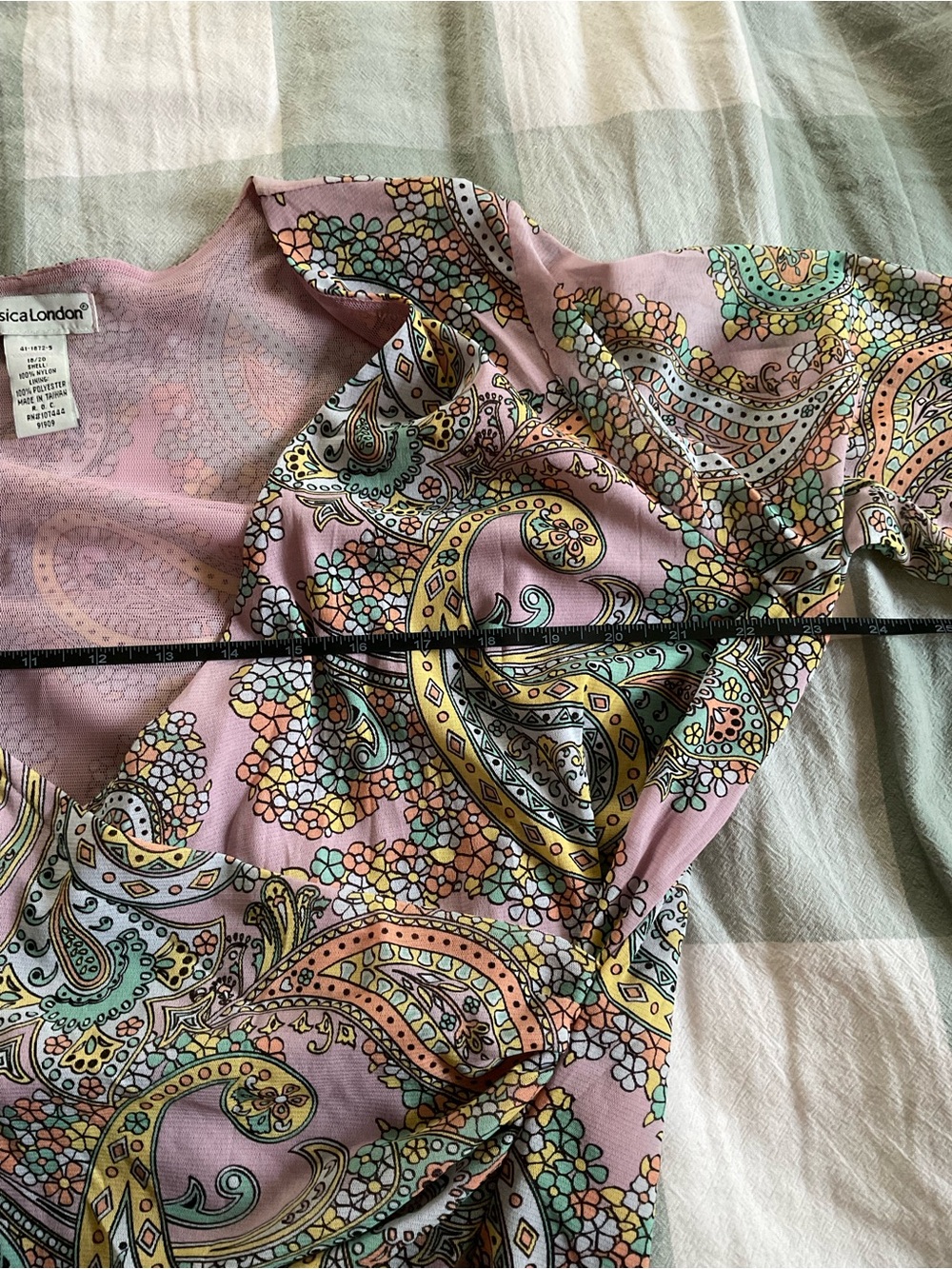 Jessica London Lavender Paisley Draped Cowl Neck Top - Picture 5 of 6